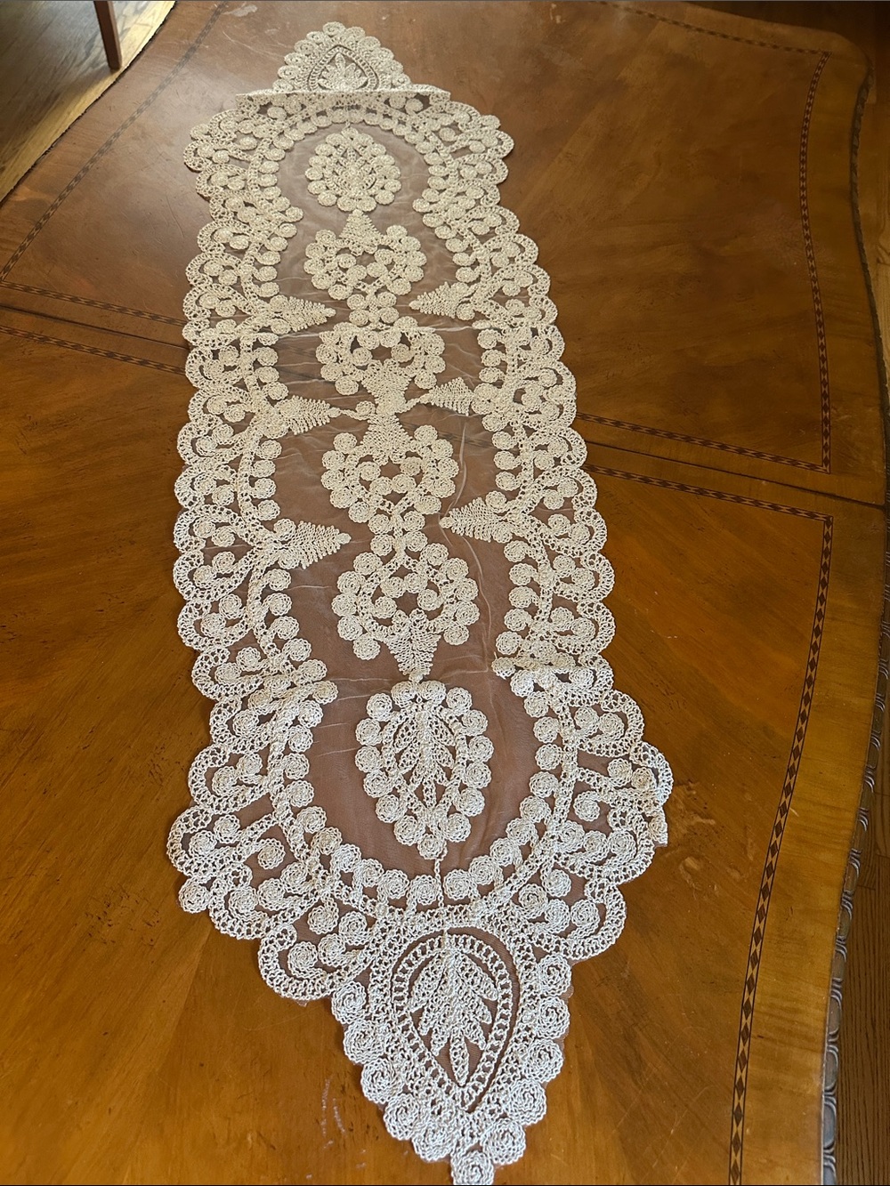 Handcrafted Cream Lace Table Runner - Elegant Home Dining Accent